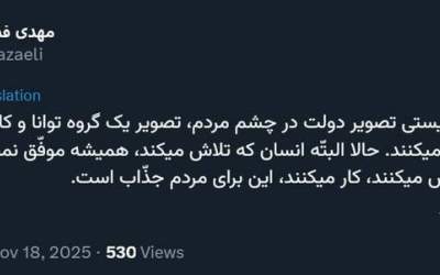 توئیت معنادار فضائلی در مورد دولت کارآمد