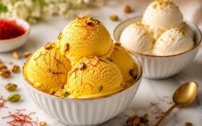 بستنی سنتی زعفرانی را چگونه درست کنیم؟